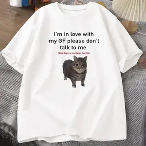 I'm in Love with My GF Funny Cat T-shirts Boyfriends O-Neck Tee WOMEN Short Sleeve T-shirt Women Tees
