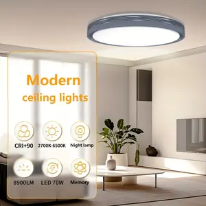 FCPVHOY 20 Inch Large LED Flush Mount Ceiling Light 2700K-6500K Dimmable 70W 8900lm Remote Control Modern Lamp for Bedroom Living Room Hallway