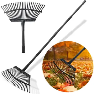 Rake for Leaves, 25 Tines Yard Rake with 64 inch Handle, Leaf Rakes for, Dethatching, Thatching, Gathering Shrub, Grass, Debris, Rocks