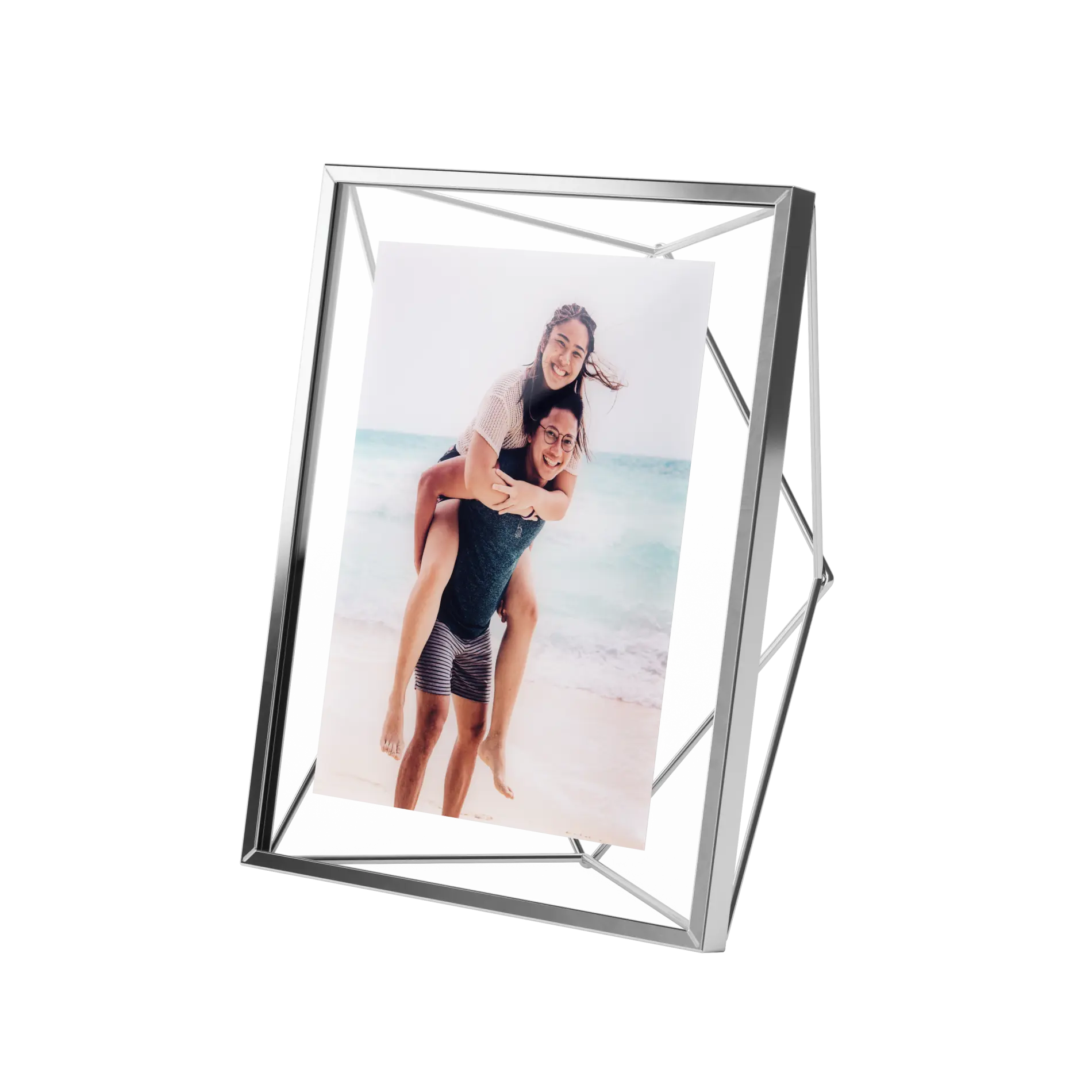 Umbra Prisma Picture Frame, Modern Geometric Wire Frame, Floating Photo Display for Wall or Tabletop Border Transparent