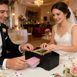 Automatic Card Shuffler Machine, 1-2 Speeds, Battery Powered, Compact Design, Clear Display, Durable, No Batteries Included