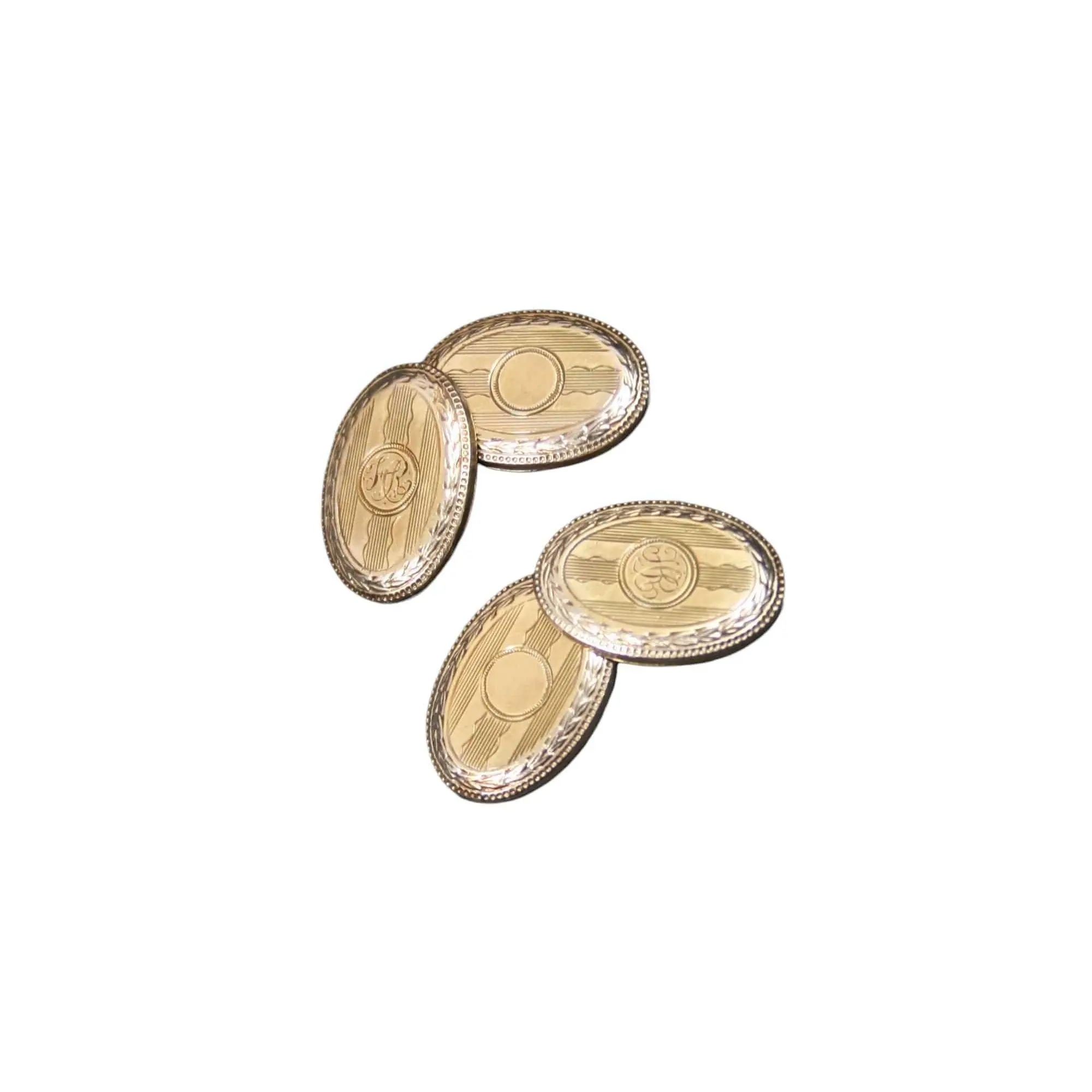 Antique Cuff Links 14k Gold / Victorian Cufflinks / Monogrammed Cuff Links