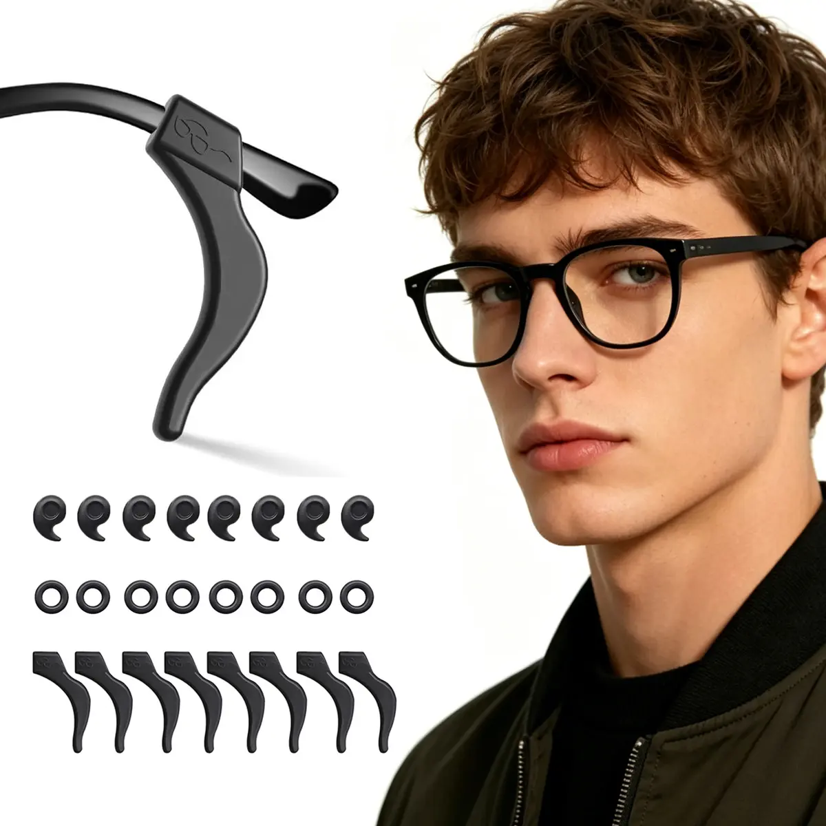 Silicone Eye Glasses Holders, Anti-Slip Ear Hook Grips and Secure Temple Tips, Eyewear Accessories for Sunglasses, Glasses Ear Hook