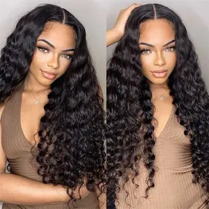 Sunber 13x4 Water Wave HD Transparent Lace Frontal Wig Pre Plucked Real Scalp Glueless Human Hair Wigs With Drawstring Put On and Go summerwins