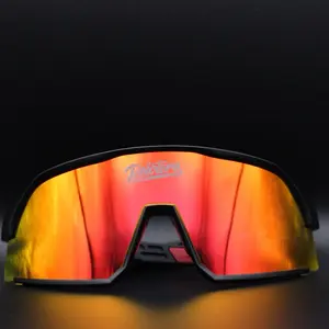 Pelotero Brand Los Diablo Baseball Sunglasses with Vibrant Orange Yellow Mirrored Lenses and Bold Logo Design