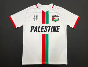 Palestine White Centre Striped (Red/Green English) Football Shirt