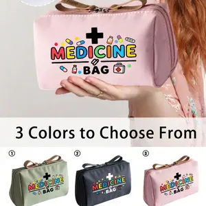 Portable Medicine Bag, Compact Pill Organizer Box, First Aid Kit, Colorful Theme Makeup Bag, Travel Drug Storage, Essential Medical Accessory, Travel Cosmetic Bag, Travel Essentials