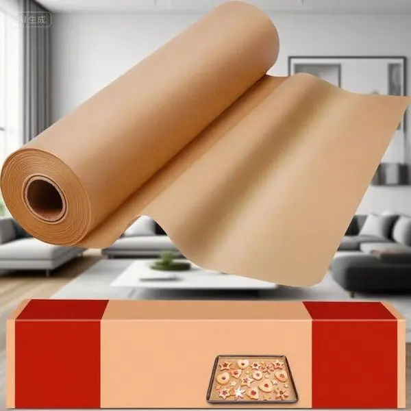 15in x 210ft Heavy Duty Non-Stick Parchment Paper Roll – Unbleached Baking Sheet with Cutter for Cooking, Grilling, Steaming and Air Fryer, 260 Sq.Ft Durable & Reusable, Natural Brown Kitchen Parchment