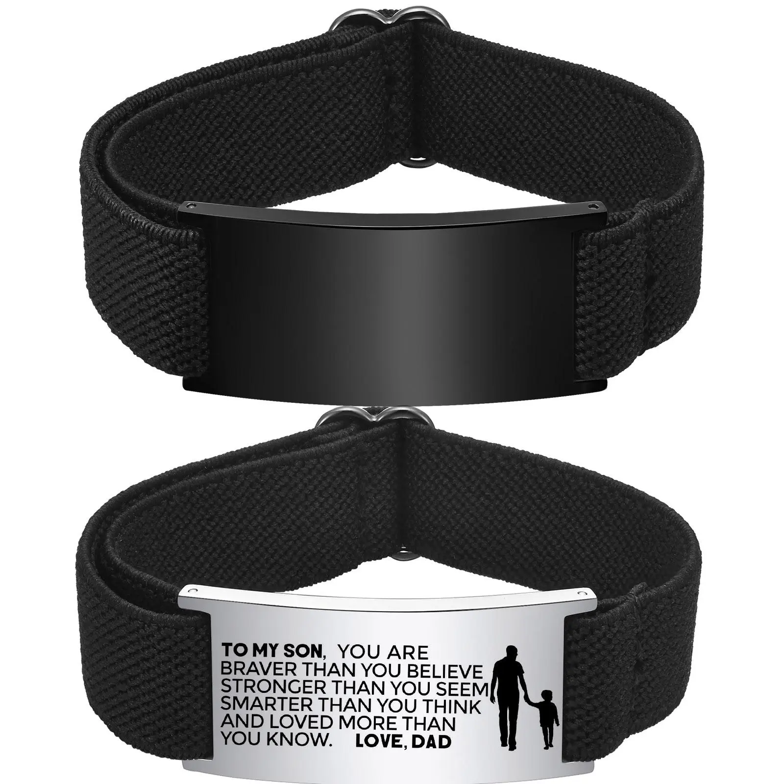 Vnox Elastic Fabric Nylon Watch Band Waterproof Bracelets for Women Men, Customized 20mm Steel Bangle, Unisex Stretch Wristband