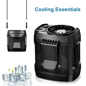 AKLLCCR Waist Fan with LED Emergency Light and Lanyard, Clip-on Car Fan, Four Speeds Adjustable, Portable Cellphone Holder, Suitable For Outdoor, Extreme Cooling, Construction Site, Office, Makeup, Gifts