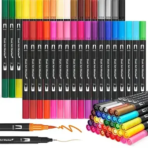 Art Supplier Dual Brush Markers Pens, Artist Coloring Marker Set, Fineliner & Brush Tip Pen with Premium Case for Adults Coloring Books Journal, Drawing, Doodlin,Art Supplies Dual Brush Tips