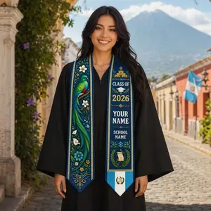 Custom Guatemala Graduation Stole 2026, Blue Quetzal Flag Sash, Personalized Name Heritage Senior Gift