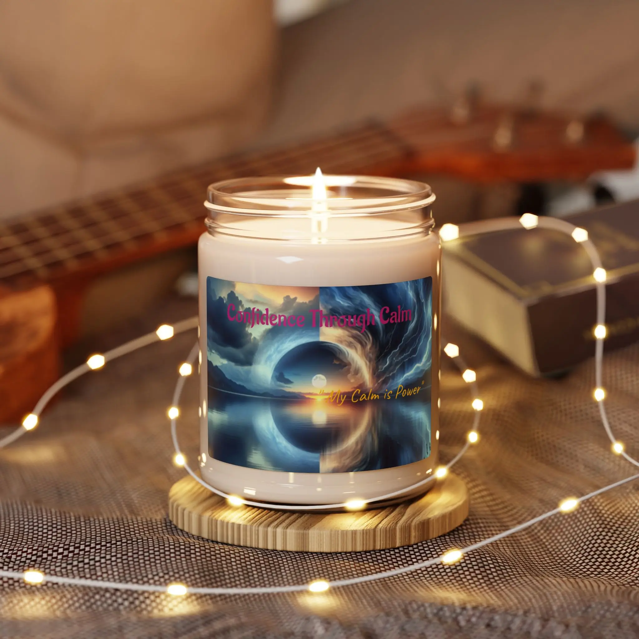 Affirmation Candle Aroma Therapy Confidence Through Calm 9oz Scented Soy Candle for Meditation & Self Care Gift Eco Friendly Non Toxic Decor Ornament Decoration Glass Perfume