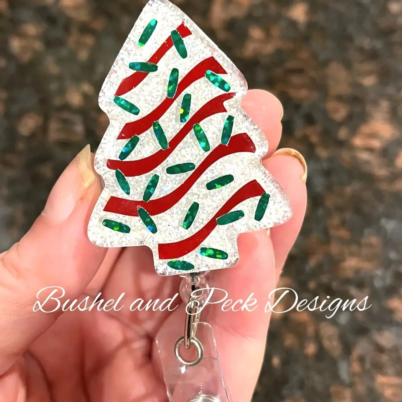 Christmas cake badge reel, Glitter badge reel, christmas badge reel, personalized badge reel, nurse badge reel, custom badge reel