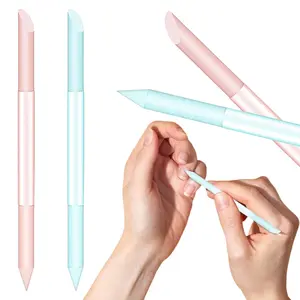 2Pcs Glass Cuticle Pusher Set, Double Sided Angled Glass Manicure Stick, Ergonomic Nail Cuticle Trimmer Filing Tool for Home DIY and Nail Salon