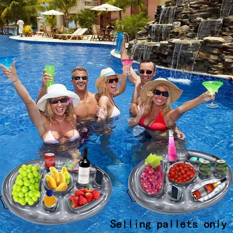 1pc Inflatable Round Ice Tray Platter, Water Party Inflatable Ice Tray, Outdoor Party Prop Inflatable Tray, Perfect for Parties, Inflatable Pool Bar, Inflatable Float Raft