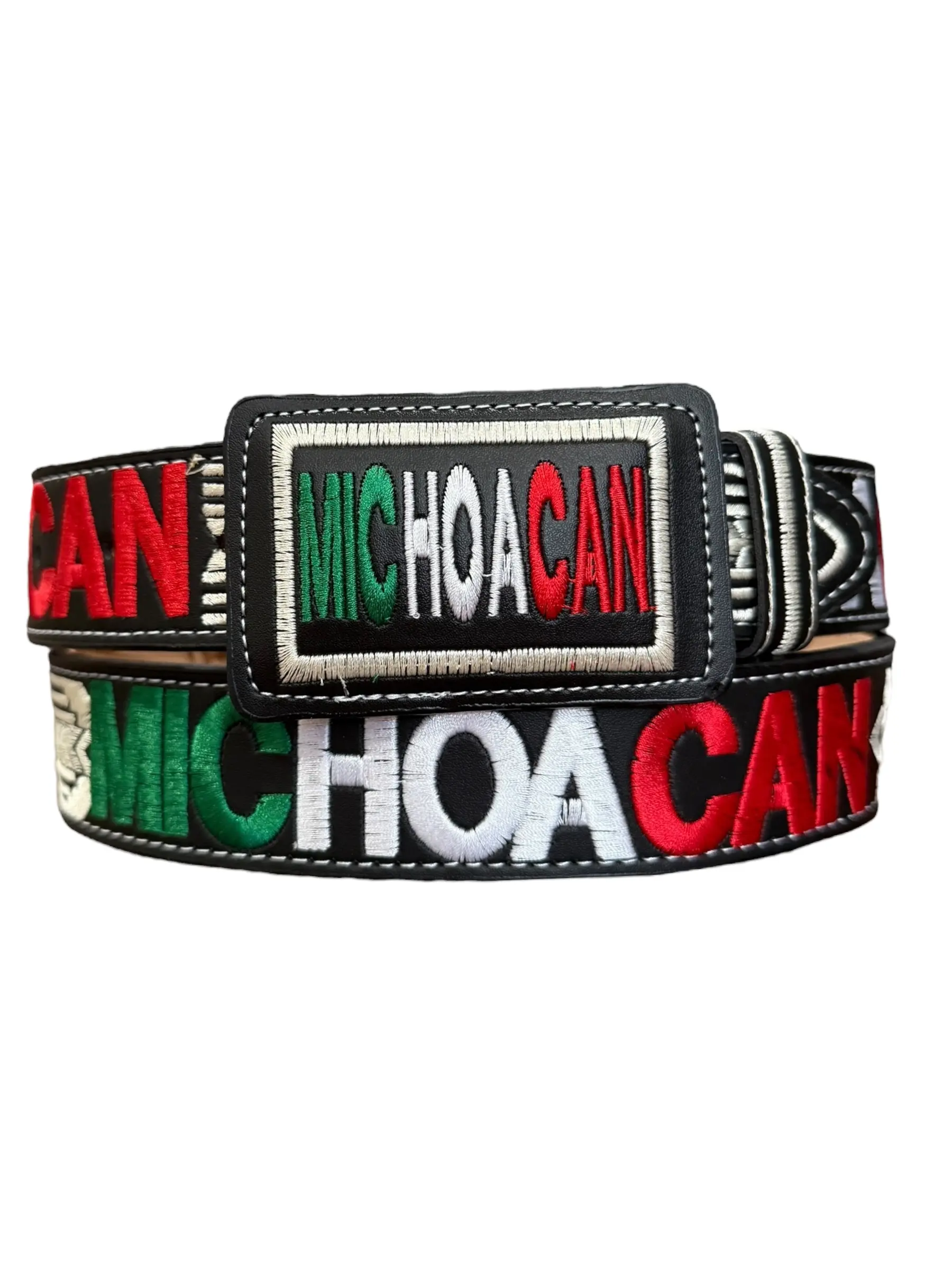 Cinto Vaquero Bordado de Piel Michoacan Western Style Embroidered Leather Belt