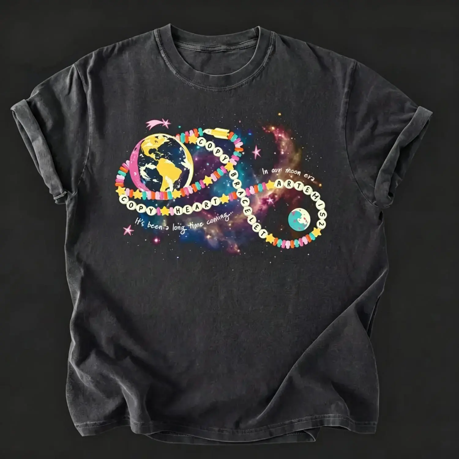 Women's Casual Tops - Artemis II NASA Mission Apparel with Duplicate Heart, Bracelet Designs (Short-Sleeve Round Neck T-Shirt, Sweatshirt, Hoodie)