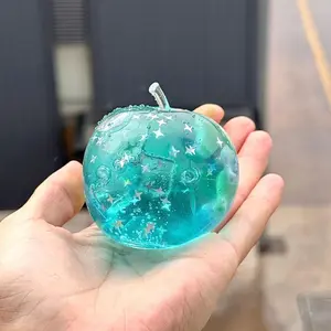 Ocean Blue Apple Squeeze Toy, Amethyst Large Apple Stress Relief Slow Bounce Toy, Anxiety Relief Gift, Office Relaxation, Home Decor