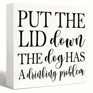 Letter Pattern Tabletop Desk Ornament, 1 Count Modern Square Plaque for Home Office Yard Balcony Garden Bar Decor, Home Decor Supplies