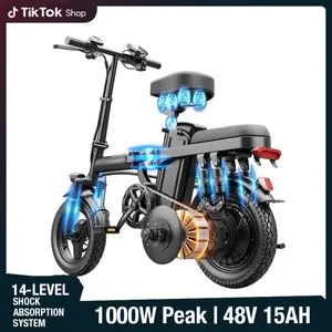 Black Technology Electric Folding Bicycle 500W Motor 48V 15Ah Battery 16-Level Shock Absorption 120Km Range Dual Disc Brakes UL2849 Certified
