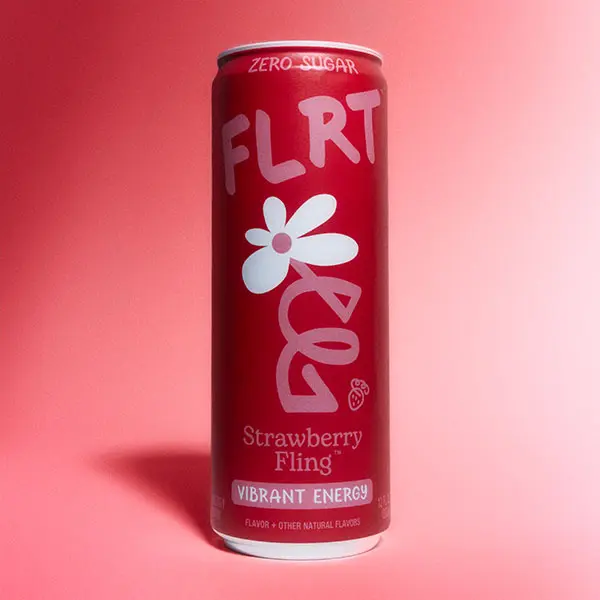 FLRT Energy, Strawberry Fling, Clean Energy, Sugar-Free Energy Drink, 12 Fl Oz can