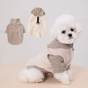 Autumn and Winter New Dog Clothes Pet Sweatshirt Two-piece Set with Leash Buckle Chihuahua Small Bichon