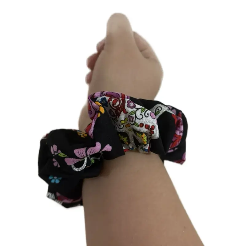 Skull scrunchie cotton scrunchie small gift for her skull glitter scrunchie glitter scrunchie
