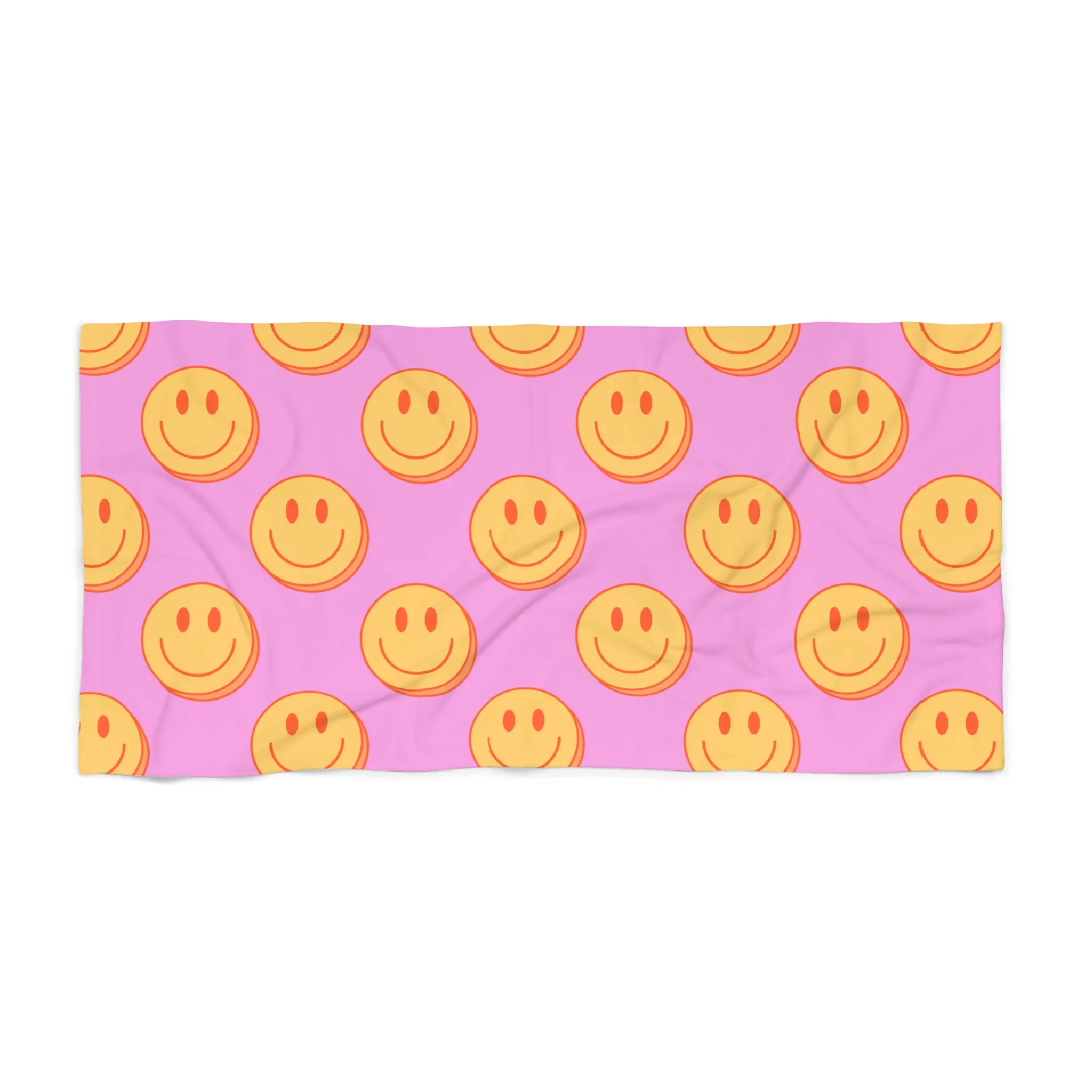 Neon Smiley Face Beach Towel - Large Towel for Beach Vacations, Poolside Lounging, Summer Accessories, Trendy Pattern pool  towel custom  towels