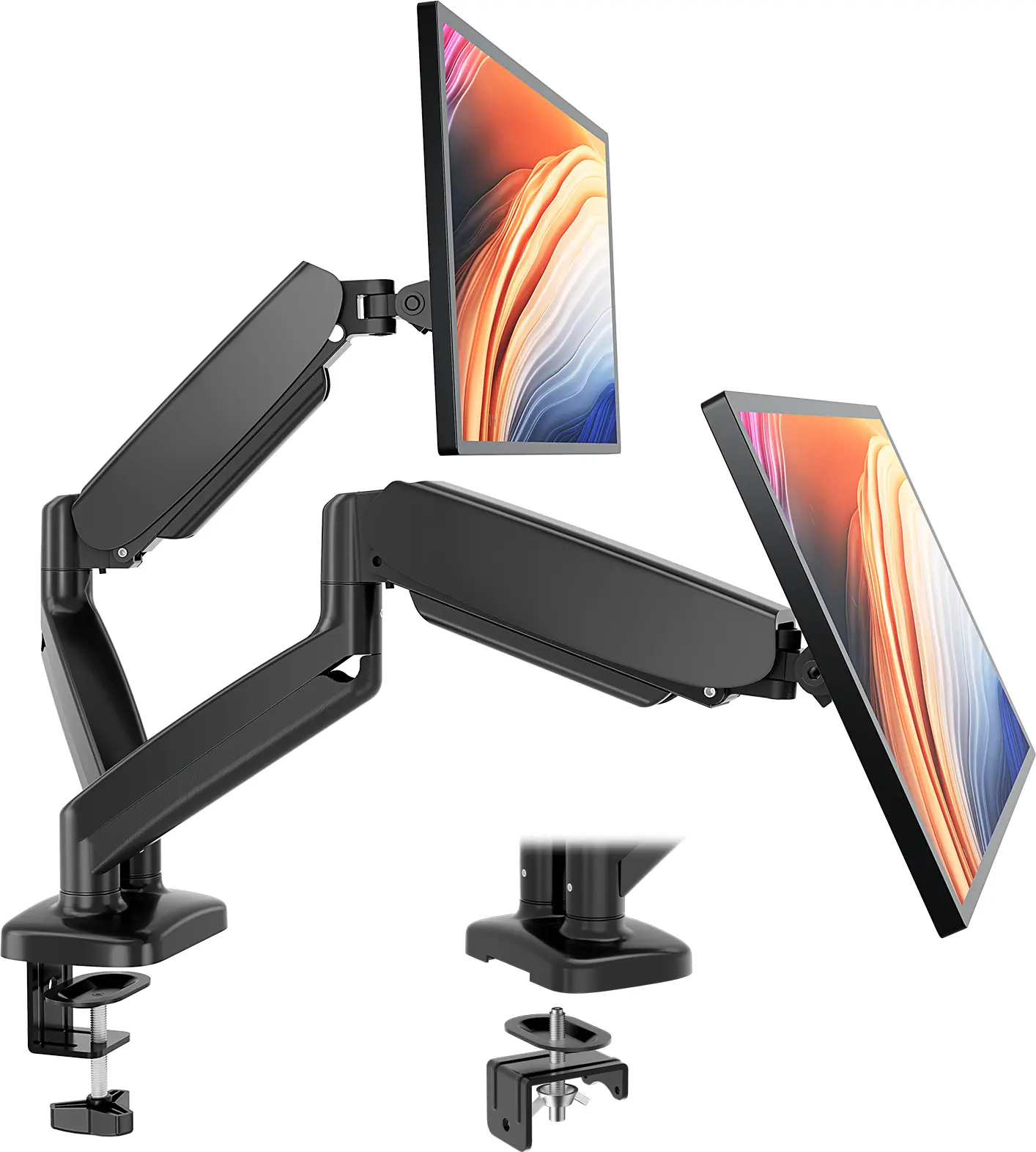 Dual Monitor Mount for 15-27 Inch Screens, Adjustable Gas Spring Desk Arm, Heavy Duty VESA Stand for Gaming & Home Office Setup Dual Monitor Mount for 15-27 Inch Screens, Adjustable Gas Spring Desk Arm, Heavy Duty VESA Stand for Gaming & Home Office Setup