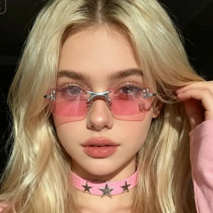 TIJN Rimless Rectangle Sunglasses for Women Men, Metal Frameless Vintage Square Glasses Tinted Lens, Emblematic TIJN Rimless Rectangle Sunglasses for Women Men, Metal Frameless Vintage Square Glasses Tinted Lens, Emblematic