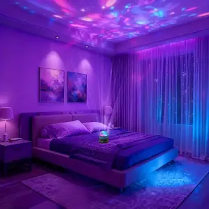 LED Aurora Projection Lamp with Remote Control, Adjustable Atmosphere Light, Multi-Color Changing, Starry Sky Projector, Bedroom Night Light, Home Cinema Decor