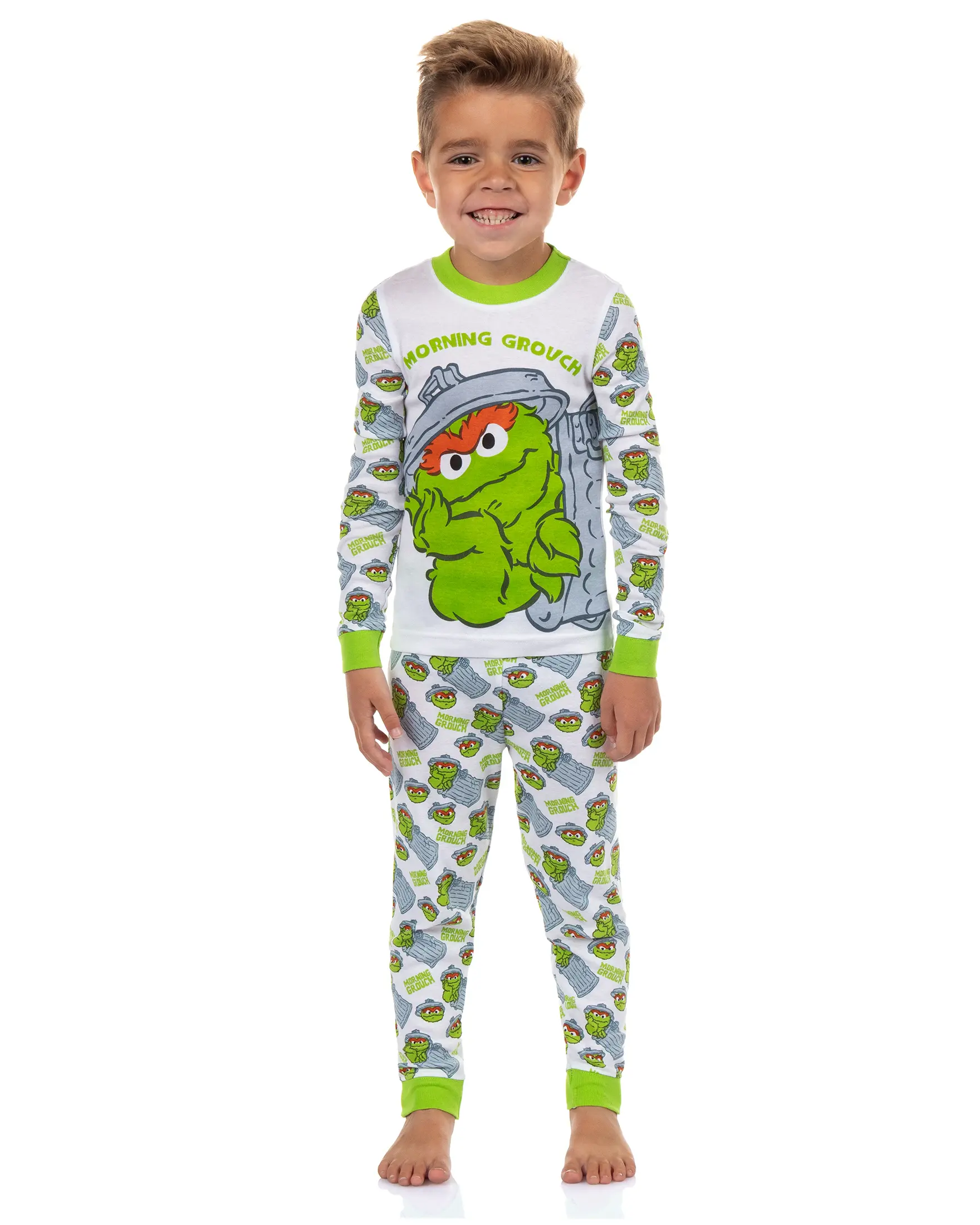Sesame Street Oscar the Grouch Toddler Boys' Morning Grouch Tight Fit Pajama Set