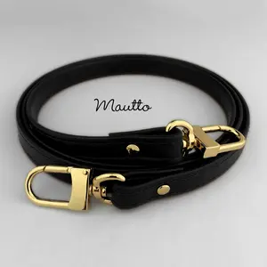 Black Leather Strap for LV Pochette, Alma, Eva, Croisette, etc - Petite 1/2 inch (13mm) Wide