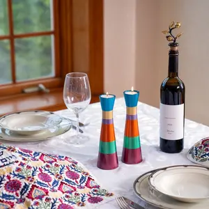 Yair Emanuel Modern Colorful Aluminum Candlestick Holders - Shabbat Candle Holders - Pillar Candle Holders