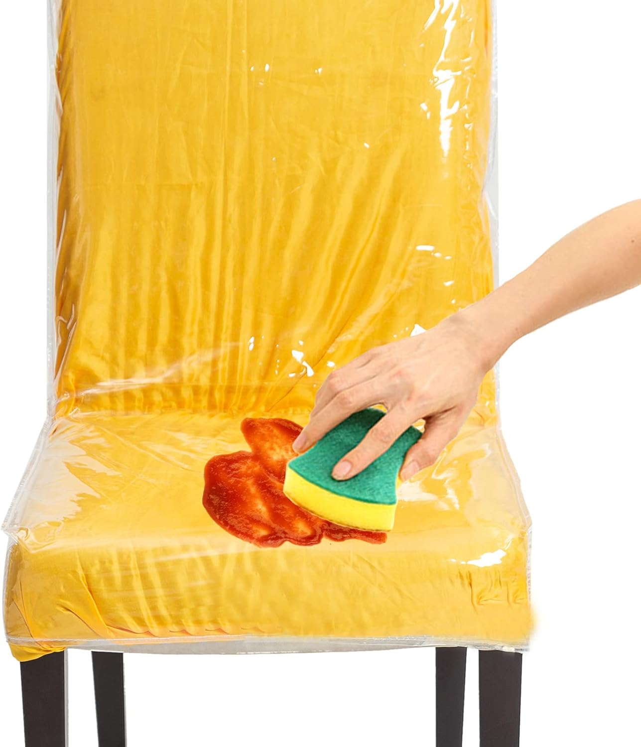 21x20 Inch Plastic Dining Chair Cover, Protector Seat Chair Free from Cat and Dog Scratches, Stains, Easy Clean Clear Vinyl Protectors (6 Pack)