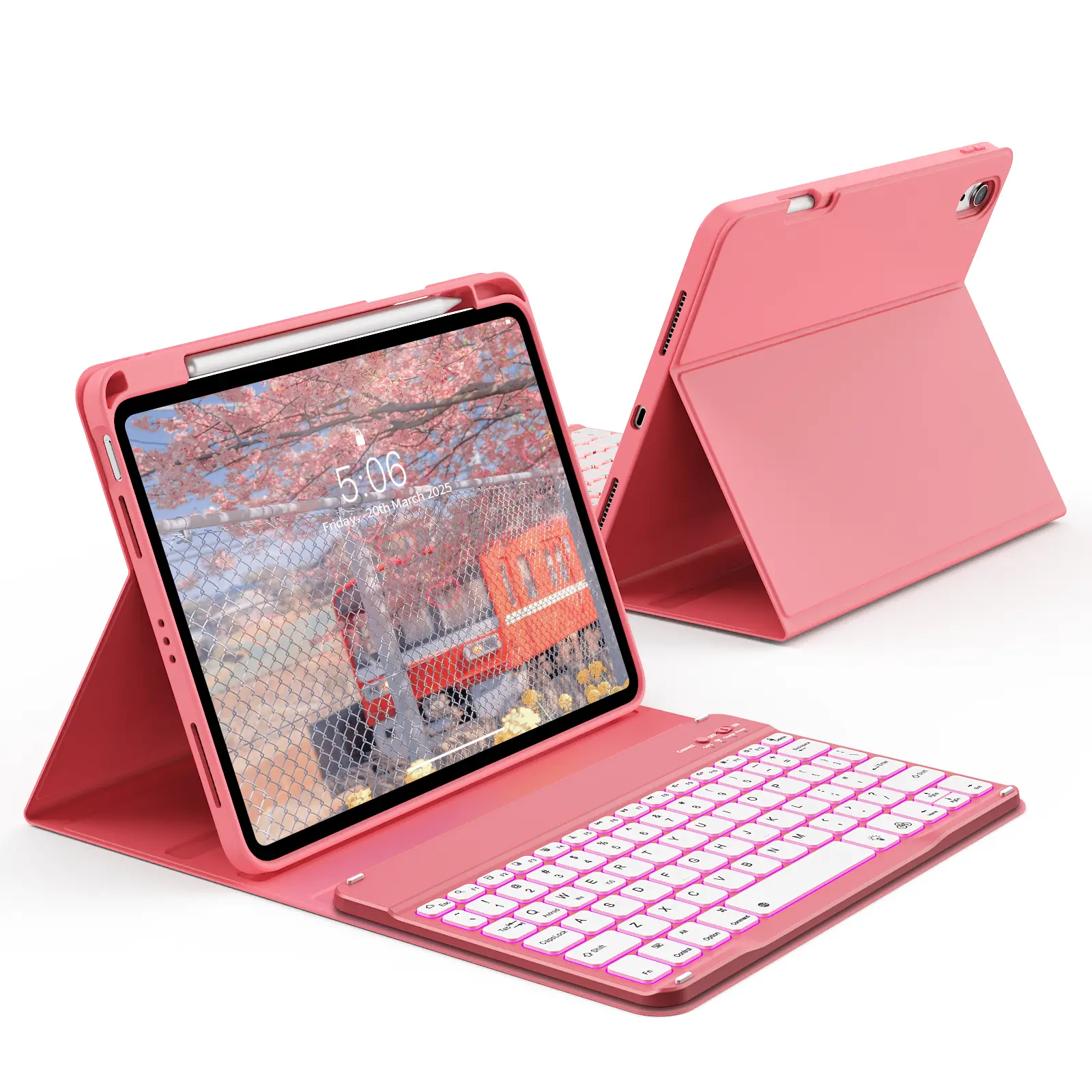 Tablet Folding Wireless Keyboard Case for iPad Air 11″(M4/M3/M2), 10.9″ 5th/4th Gen, iPad 11th/10th Gen 2025/2022 (11″/10.9″, A16), Bluetooth Backlit Detachable Folio Cover with Pencil Holder, Soft TPU Adjustable, Accessories, Protection, Tablet Keyboard