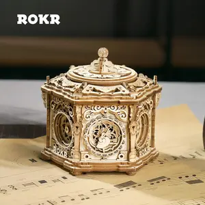 ROKR 3D Wooden Puzzles Music Box (Secret Garden) - Model Kits for Adults Spinning Musical Jewelry Box Vintage Keepsakes Storage, Gifts for Teens/Woman/Man diy kits