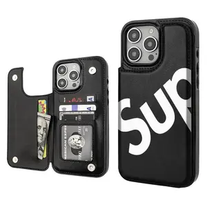 (springtok) Fashion SUP Aesthetic Pattern Casing For iphone17 16 15 14 13 12 PRO  MAX PU 17AIR Leather Card Holder Stylish Gift Shockproof Protection Anti-Drop Protective Protector Phone Cases Shell Cover