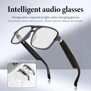 GS10Smart Bluetooth Glasses – Open-Ear Stereo Sound & Polarized Photochromic Lenses – Blue Light Filter, Smart Camera Control, Voice Assistant – UV400 Sunglasses for Driving & Outdoor(GS10) Wireless Cyber Wearable