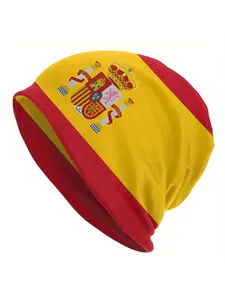 Unisex Spain Flag Beanie, Embroidered Spanish Coat of Arms & Crown Emblem Hat, España Soccer Fan Gift