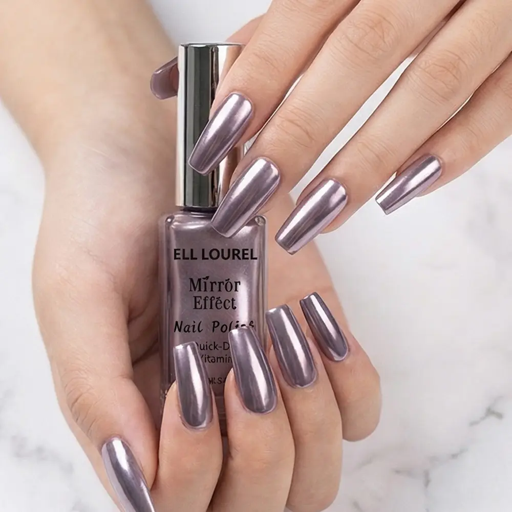 ELL LOUREL Smoky Gray Liquid Nail Polish for Adults - 0.34oz Travel Size Compact Portable Bottle, Quick-Dry, Gentle Non-Damaging Formula, 1-2 Coats for Full Saturation, Durable Scratch-Resistant Easy Nail Art Salon Care Product