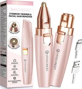 Eyebrow Facial Hair Trimmer: Portable 2 in 1 Electric Shaver and Facial Remover - Rechargeable Eyebrow Lips Body Facial Razor Comfort