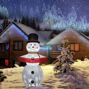 christmas handheld banner inflatable snowman with light, magic hat & striped scarf decorations for yard garden porch party