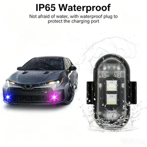 6PCS Wireless LED Lights for Carwith Remote Control, Wireless LED Strobe Lights 8Colors USB Charing lP65 Waterproot Anti-Collision Warning Light for Car Interior Truck Motorcycle Drone Aircraft e bike Vehicle Pink