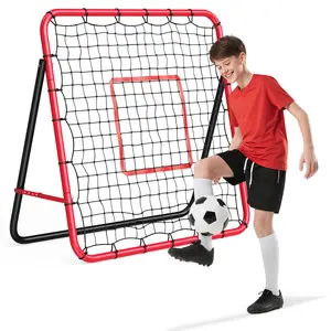 Heavy Duty 4 by 4 Foot Adjustable Rebounder Net for Multi Sport Training, Soccer Baseball Softball Passing and Throwing Drills, Portable Backyard Practice Equipment with Easy Assembly