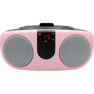 Portable CD Player with AM/FM Radio, Boombox (Pink)