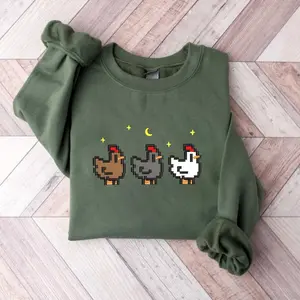 Stardew Valley Chicken Sweatshirt, Perfect Gift for Gamers, Stand Out With Gaming, Crewneck Sweatshirt
