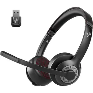 Headset with Mic for Work,  V5.2 Headphones with AI Noise Cancelling Microphone, USB Dongle, Clear Calls & Mic Mute, for Laptop, PC,  & Android Phones
