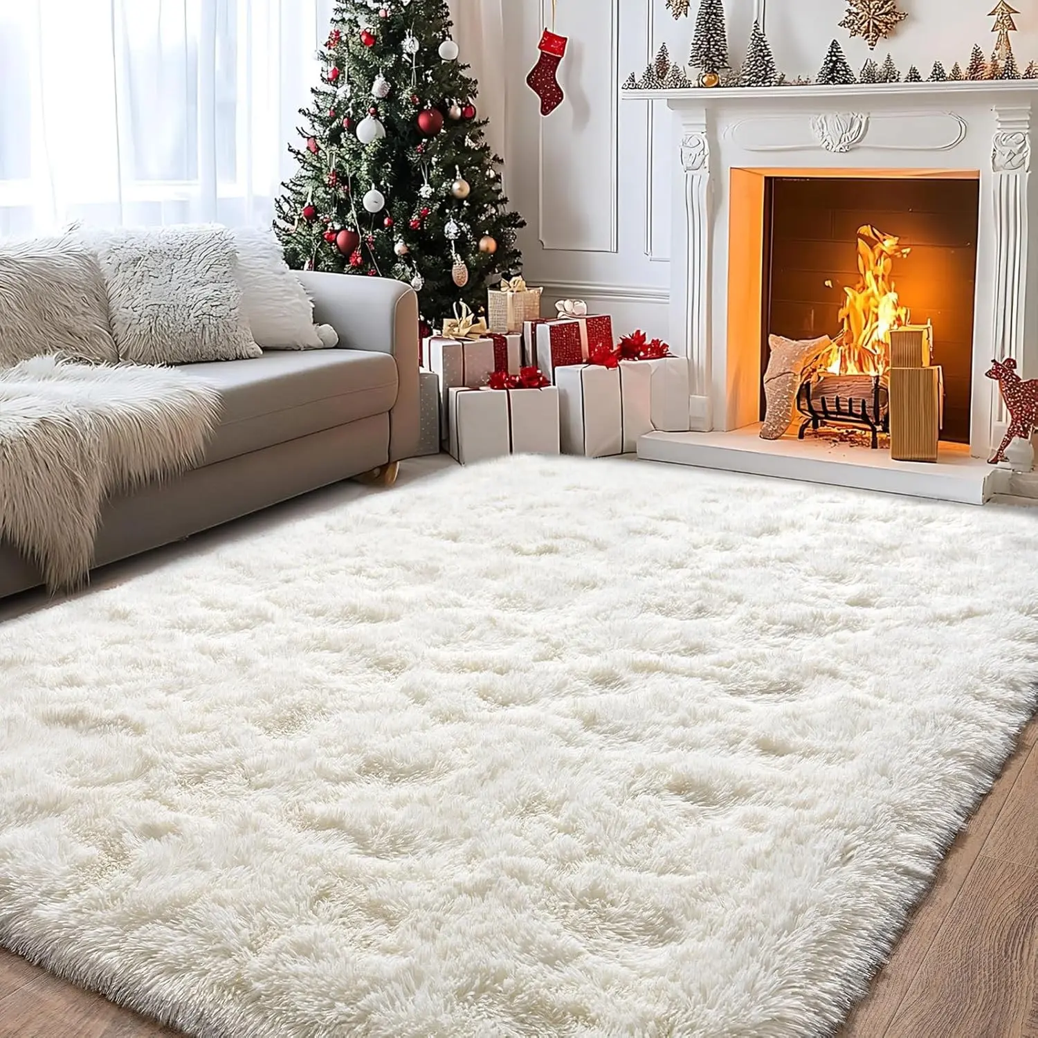 1 Count Soft Indoor Floor Mat, Decorative Fluffy Shaggy Rug, Furry Floor Rugs, Shaggy Fuzzy Rugs, Decorative Carpet for Home Living Room Bedroom, Room Decor, Home Decor, Soft Area Rug, Soft Thick Rugs